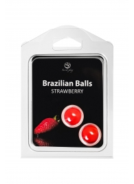 Набор из 2 шариков с массажным маслом Brazilian Balls с ароматом клубники - Secret Play - купить с доставкой в Кемерово