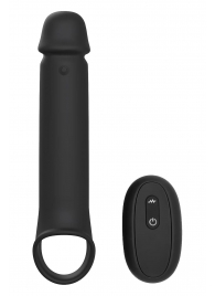 Черная насадка-удлинитель с вибрацией Vibrating Extender With Remote - Dream Toys - в Кемерово купить с доставкой