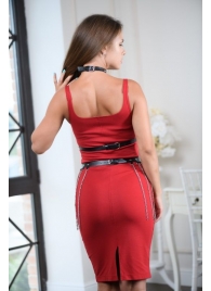 Черно-серебристая портупея-юбка plus size с цепочками - БДСМ Арсенал - купить с доставкой в Кемерово