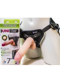 Страпон-унисекс с двумя насадками UNI strap 7  Harness - 19 и 16 см. - LOVETOY (А-Полимер) - купить с доставкой в Кемерово