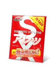 Утолщенный презерватив Sagami Xtreme FEEL LONG с точками - 1 шт. - Sagami - купить с доставкой в Кемерово