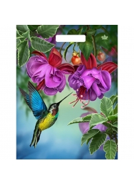 Пакет с принтом в виде колибри в цветах с вырубной ручкой (31х40 см) - Сима-Ленд - купить с доставкой в Кемерово