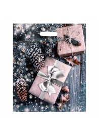 Новогодний пакет с принтом в виде подарков и вырубной ручкой (45х38 см) - Сима-Ленд - купить с доставкой в Кемерово
