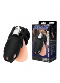 Черная клетка для пениса Silicone Small 2 in Cock Cage With Ball Divider - BlueLine - купить с доставкой в Кемерово