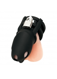 Черная клетка для пениса Silicone Small 2 in Cock Cage With Ball Divider - BlueLine - купить с доставкой в Кемерово
