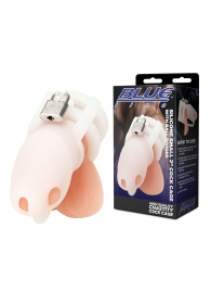 Белая клетка для пениса Silicone Small 2 in Cock Cage With Ball Divider - BlueLine - купить с доставкой в Кемерово