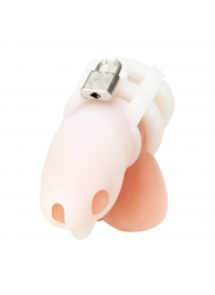 Белая клетка для пениса Silicone Small 2 in Cock Cage With Ball Divider - BlueLine - купить с доставкой в Кемерово