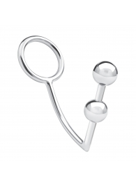 Кольцо на пенис с анальным стимулятором Two Bead Stainless Steel Anal Hook   Cock Ring - BlueLine - в Кемерово купить с доставкой
