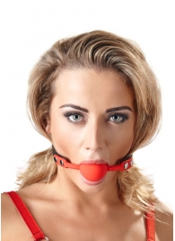 Силиконовый кляп-шар на чёрных ремешках Red Gag silicone - Orion - купить с доставкой в Кемерово