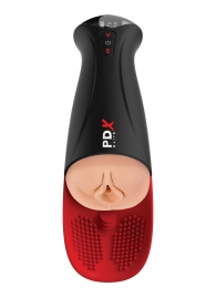 Телесный мастурбатор-вагина в черной колбе с вибрацией Fuck-O-Matic Pro XL - Pipedream - в Кемерово купить с доставкой