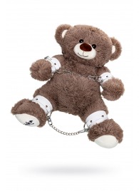 Бондажный набор: бурый мишка с белыми оковами и наручниками - Pecado - купить с доставкой в Кемерово