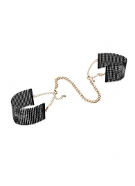 Чёрные дизайнерские наручники Desir Metallique Handcuffs Bijoux - Bijoux Indiscrets - купить с доставкой в Кемерово