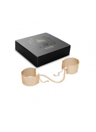 Дизайнерские золотистые наручники Desir Metallique Handcuffs Bijoux - Bijoux Indiscrets - купить с доставкой в Кемерово