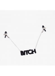 Зажимы на соски с кожаной подвеской Bitch - Crazy Handmade - купить с доставкой в Кемерово