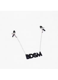 Зажимы на соски с кожаной подвеской BDSM - Crazy Handmade - купить с доставкой в Кемерово