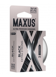 Черные утолщенные презервативы MAXUS Extra Strong с железным кейсом - 3 шт. - Maxus - купить с доставкой в Кемерово