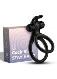 Черное эрекционное виброкольцо с подхватом мошонки Stay Hard - Boys of Toys - в Кемерово купить с доставкой