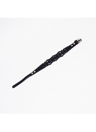 Черный ажурный чокер с золотистой фурнитурой - Crazy Handmade - купить с доставкой в Кемерово