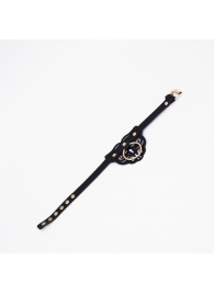 Черный чокер с клепками и золотистой фурнитурой - Crazy Handmade - купить с доставкой в Кемерово