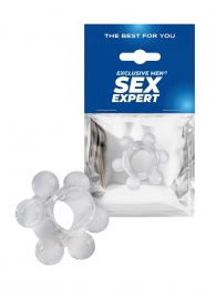 Прозрачное эрекционное кольцо с 6 стимулирующими шариками - Sex Expert - в Кемерово купить с доставкой