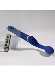 Синий безремневой страпон Multi Orgasm Bendable Strap-On size L с клиторальной стимуляцией - Strap-on-me - купить с доставкой в Кемерово