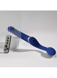 Синий безремневой страпон Multi Orgasm Bendable Strap-On size XL с клиторальной стимуляцией - Strap-on-me - купить с доставкой в Кемерово