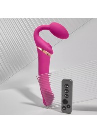 Ярко-розовый безремневой страпон Multi Orgasm Bendable Strap-On size XL с клиторальной стимуляцией - Strap-on-me - купить с доставкой в Кемерово