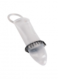 Закрытая насадка на пенис с подхватом мошонки и стимулирующими «ресничками» - Sextaz - в Кемерово купить с доставкой