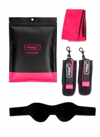 Черно-розовый эротический набор: маска, наручники и повязка - Erokay - купить с доставкой в Кемерово