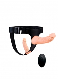 Женский страпон с 2 насадками, вибрацией и пультом ДУ - Erowoman-Eroman - купить с доставкой в Кемерово