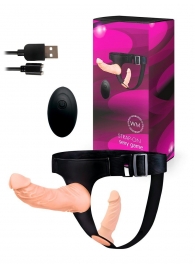 Женский страпон с 2 насадками, вибрацией и пультом ДУ - Erowoman-Eroman - купить с доставкой в Кемерово