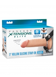 Телесный пустотелый фаллопротез 5’’ Hollow Silicone Strap-On - 14 см. - Pipedream - купить с доставкой в Кемерово
