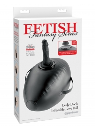 Черный надувной мяч с платформой для фиксации дилдо Body Dock Inflatable Love Ball - Pipedream - купить с доставкой в Кемерово