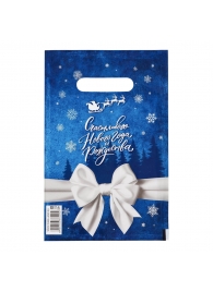 Сине-белый подарочный новогодний пакет с вырубной ручкой (20х30 см) - Сима-Ленд - купить с доставкой в Кемерово