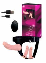 Женский страпон с 3 насадками и вибрацией - Erowoman-Eroman - купить с доставкой в Кемерово