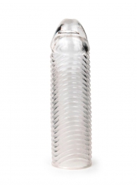 Прозрачная закрытая насадка на пенис с ребрышками - 16 см. - Sex Expert - в Кемерово купить с доставкой