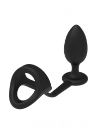 Черное эрекционное кольцо с анальной пробкой Cockstrap With Anal Plug - Dream Toys - в Кемерово купить с доставкой