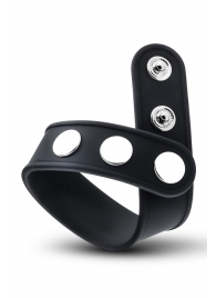 Черное эрекционное кольцо на кнопках - Blush Novelties - в Кемерово купить с доставкой