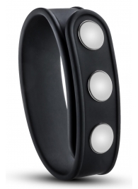 Черное эрекционное кольцо на кнопках - Blush Novelties - в Кемерово купить с доставкой