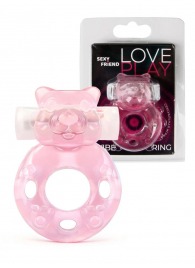 Розовое эрекционное виброкольцо в форме мишки - 1137 - в Кемерово купить с доставкой