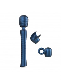 Синий вибромассажёр с насадками Man.wand Edgy - Manwan - в Кемерово купить с доставкой