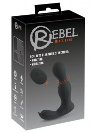 Черная анальная пробка с вибрацией, вращением и пультом ДУ RC Butt Plug with 2 Functions - Orion - в Кемерово купить с доставкой