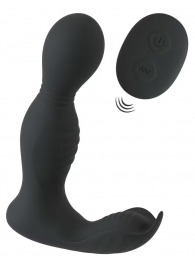 Черная анальная пробка с вибрацией, вращением и пультом ДУ RC Butt Plug with 2 Functions - Orion - в Кемерово купить с доставкой