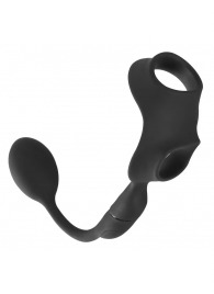Черное виброкольцо с анальной пробкой Cock Ring with RC Butt Plug - Orion - в Кемерово купить с доставкой