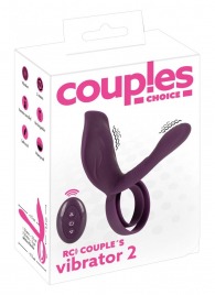 Фиолетовая насадка на член с клиторальным отростком и пультом ДУ RC Couple’s Vibrator 2 - Orion - в Кемерово купить с доставкой