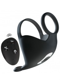 Черная вибронасадка для эрекции и стимуляции мошонки Cock ring with RC ball massager - Orion - в Кемерово купить с доставкой