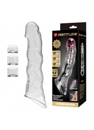 Прозрачный фаллоудлинитель с 3 вставками - 28 см. - Baile - в Кемерово купить с доставкой
