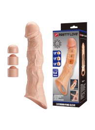 Телесный фаллоудлинитель с 3 вставками - 28 см. - Baile - в Кемерово купить с доставкой