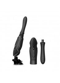 Черная секс-машина с функцией нагрева, насадками и присоской Sesh - Zalo - купить с доставкой в Кемерово