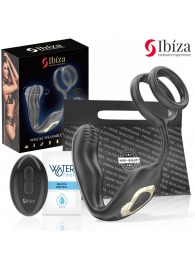 Черная анальная пробка с вращением и эрекционными кольцами - Ibiza - в Кемерово купить с доставкой